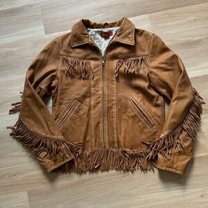 Sundance genuine suede boho western fringe leather jacket
